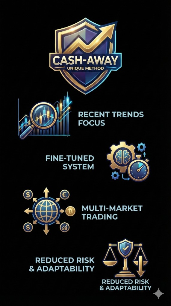 CashAway Unique Method: Recent Trends Focus, Fine-Tuned System, Multi-Market Trading, Reduced Risk & Adaptability